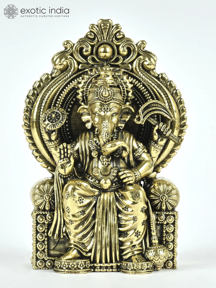 Small Superfine Lalbaugcha Raja Ganesha Handmade Brass Statue