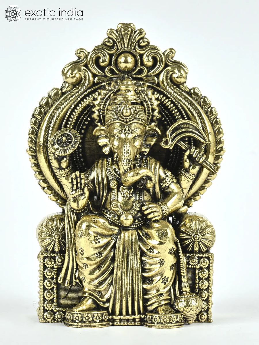 Small Superfine Lalbaugcha Raja Ganesha Handmade Brass Statue