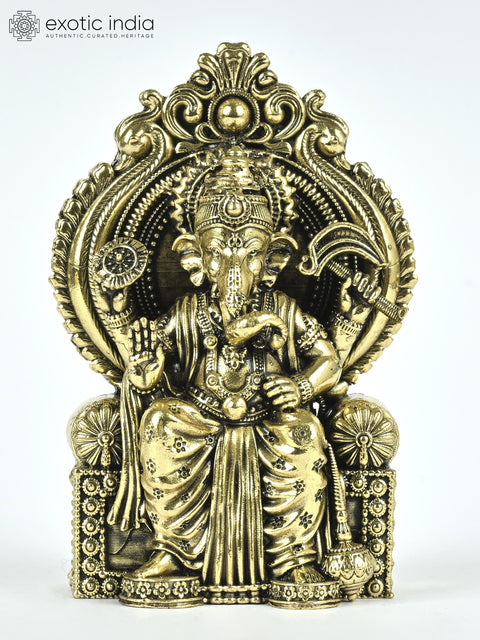 Small Superfine Lalbaugcha Raja Ganesha Brass Statue