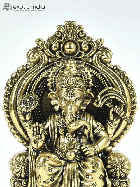 Small Superfine Lalbaugcha Raja Ganesha Brass Statue