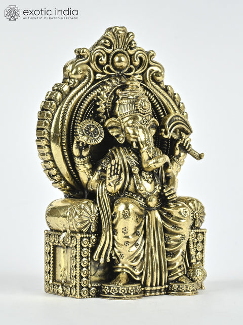 Small Superfine Lalbaugcha Raja Ganesha Brass Statue