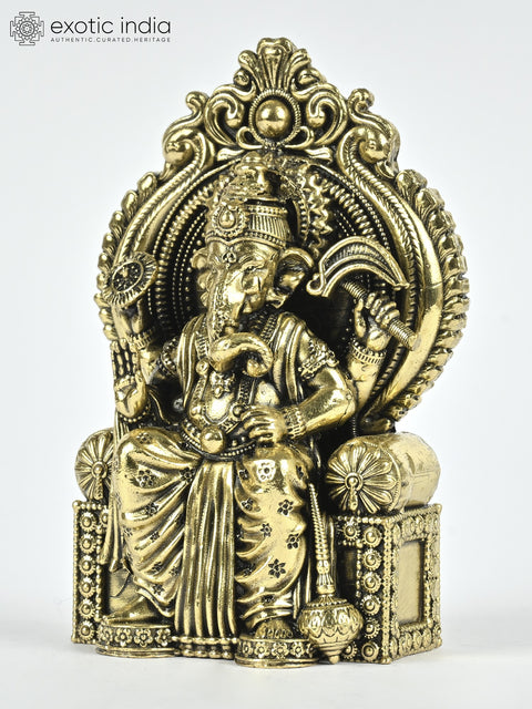 Small Superfine Lalbaugcha Raja Ganesha Brass Statue