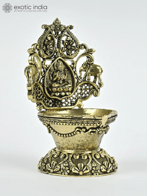 Small Superfine Gajalakshmi Brass Diya | Housewarming Gift