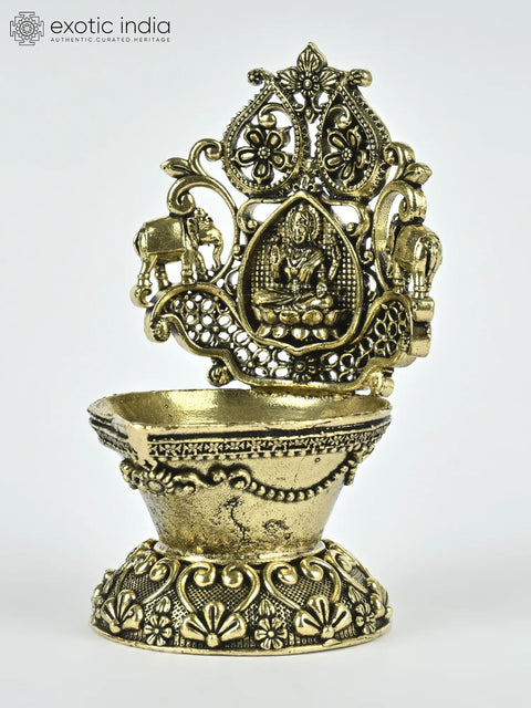Small Superfine Gajalakshmi Brass Diya | Housewarming Gift