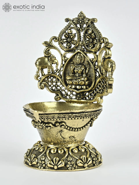 Small Superfine Gajalakshmi Brass Diya | Housewarming Gift