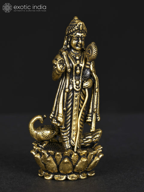 Small Superfine Standing Lord Karttikeya Brass Statue with Peacock | Multiple Sizes