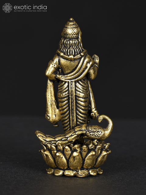 Small Superfine Standing Lord Karttikeya Brass Statue with Peacock | Multiple Sizes