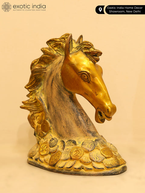 6" Feng Shui Horse on Bed of Golden Coins | Table Decor for Living Room
