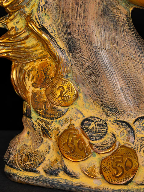 6" Feng Shui Horse on Bed of Golden Coins | Table Decor for Living Room