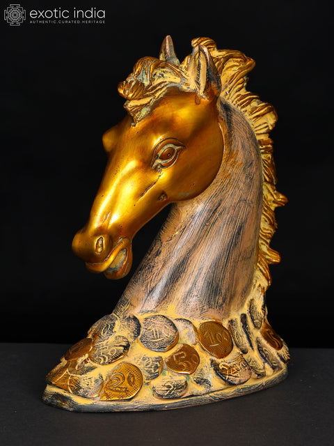 6" Feng Shui Horse on Bed of Golden Coins | Table Decor for Living Room