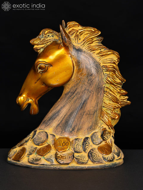6" Feng Shui Horse on Bed of Golden Coins | Table Decor for Living Room