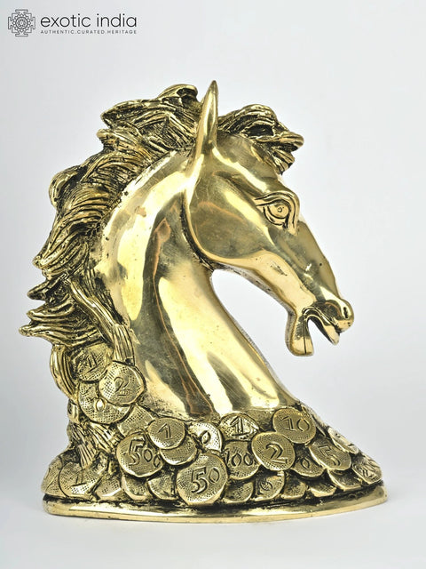 6" Feng Shui Horse on Bed of Golden Coins | Table Decor for Living Room