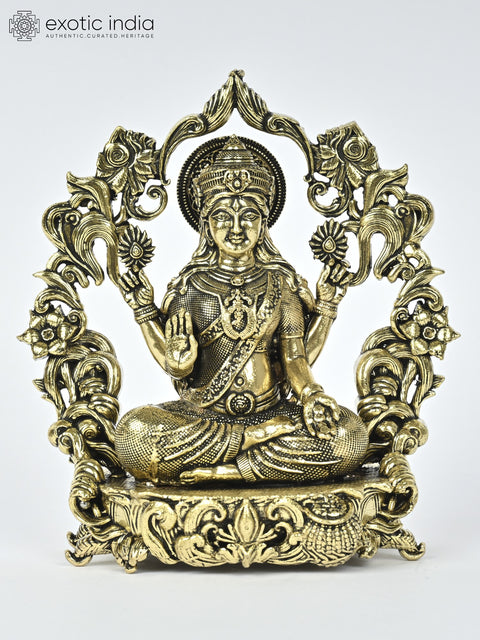 4" Small Superfine Lakshmi Ganesha Saraswati Brass Statues with Floral Prabhavali