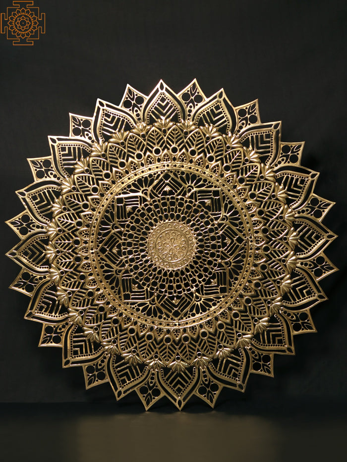 54" Large Size Mandala Wall Art in Brass