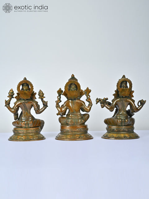 10" Ganesha Lakshmi Saraswati | Brass Statues