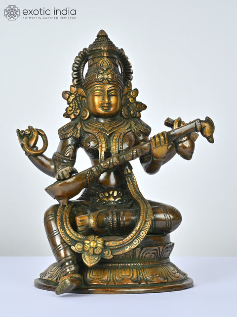 10" Ganesha Lakshmi Saraswati | Brass Statues