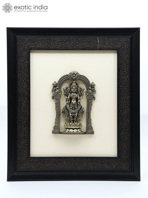 9" Superfine Standing Goddess Lakshmi | Wall Hanging Framed Brass Sculpture