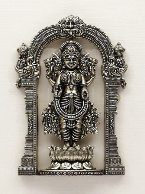 9" Superfine Standing Goddess Lakshmi | Wall Hanging Framed Brass Sculpture