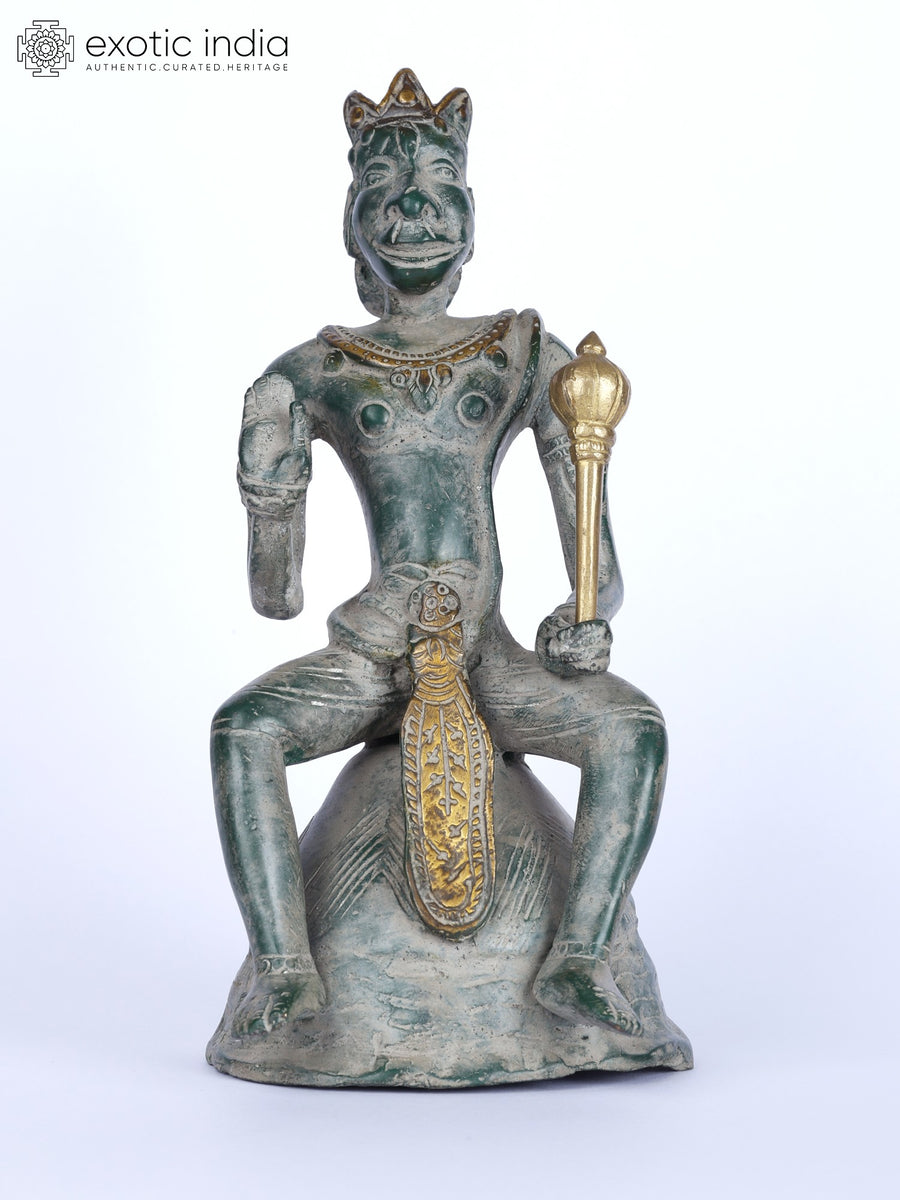 8" Vintage Blessing Lord Hanuman Brass Statue