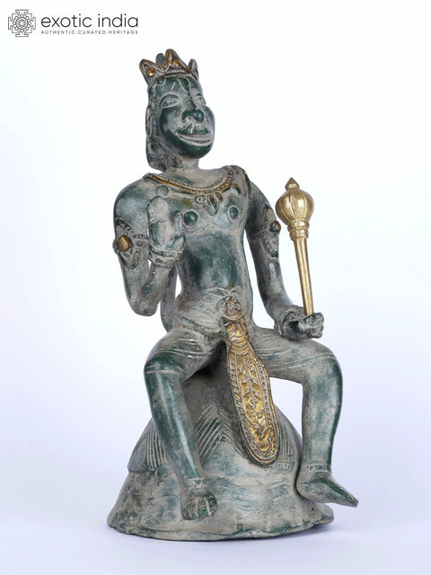 8" Vintage Blessing Lord Hanuman | Brass Statue