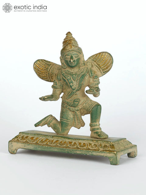 4" Small Kneeling Garuda - Vahana of Lord Vishnu | Brass Statue