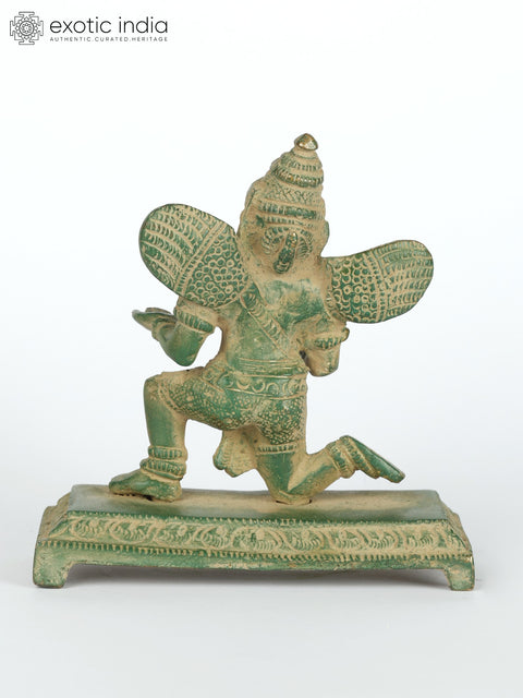 4" Small Kneeling Garuda - Vahana of Lord Vishnu | Brass Statue