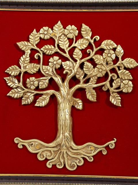 19" Tree of Life | Wood Framed Brass Sculpture | Wall Hanging