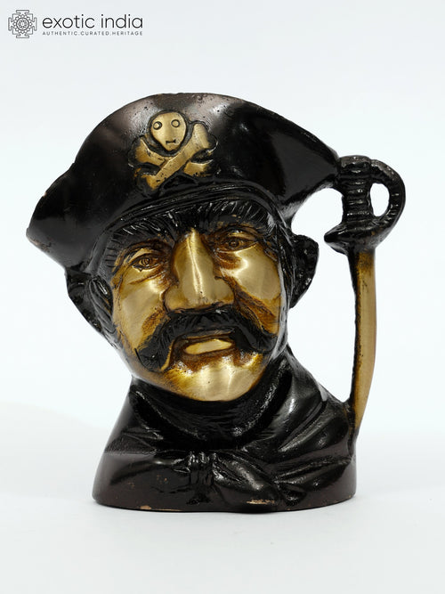3" Pirate Brass Pen Stand Figurine for Desk Decor