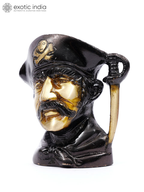 3" Pirate Figurine Brass Pen Stand | Table Decor