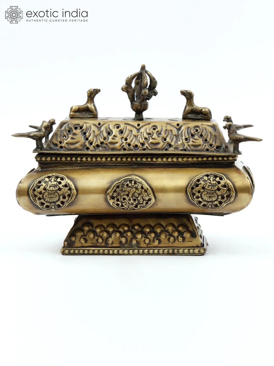 7" Tibetan Buddhist Brass Incense Burner for Pooja