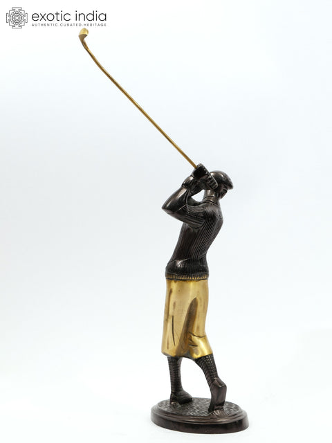 12" Brass Golfer Taking Shot | Showpiece Figurine | Table Decor