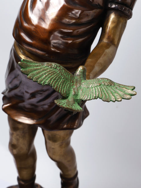 46" Girl Playing with Birds | Large Size Brass Statue | Home Decor