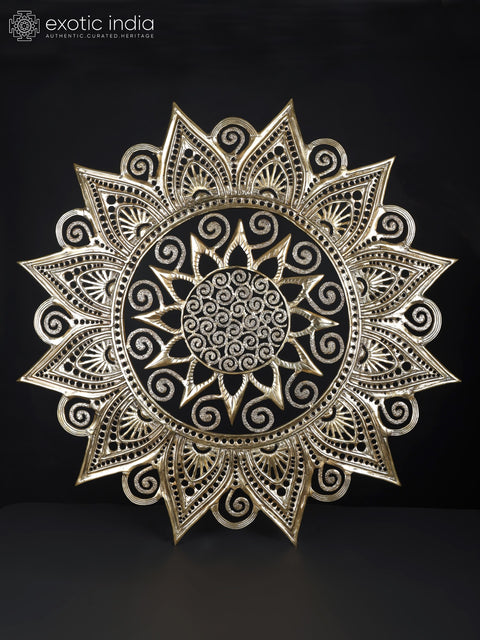 39" Large Wall Hanging Mandala Art in Brass
