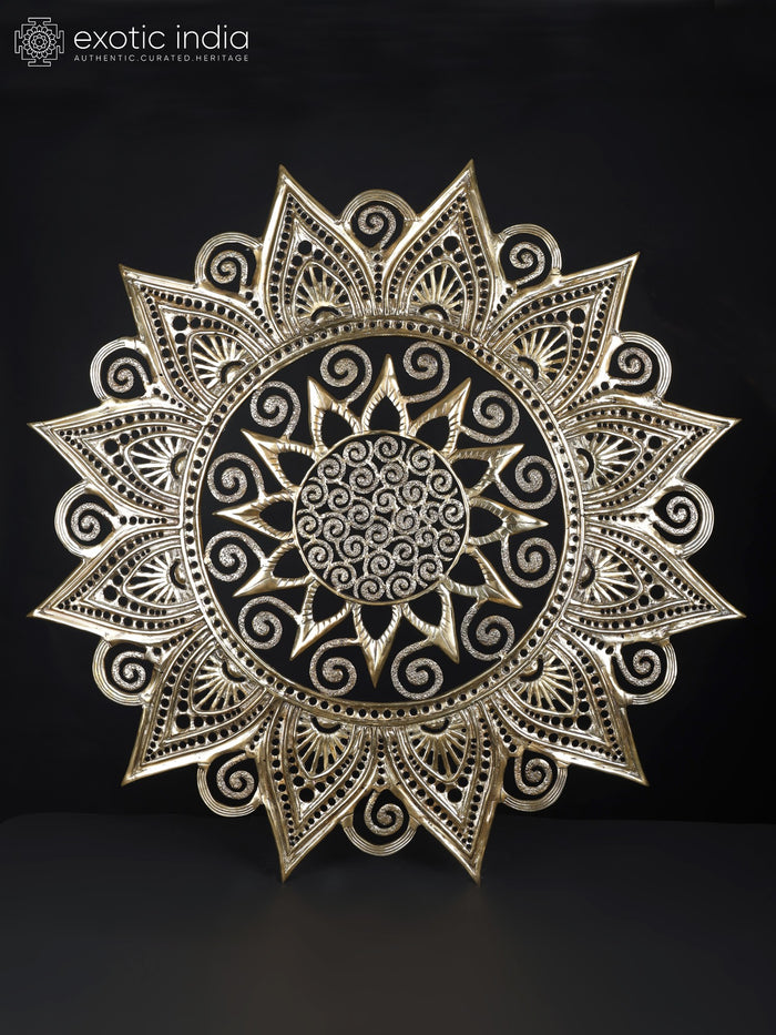 39" Large Wall Hanging Mandala Art in Brass