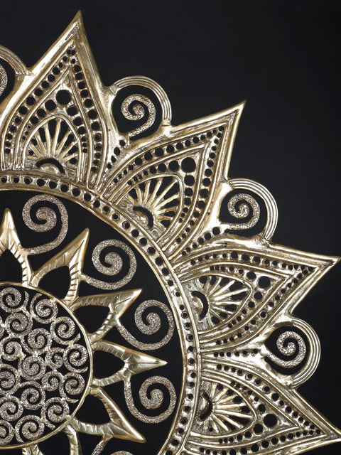 39" Large Wall Hanging Mandala Art in Brass