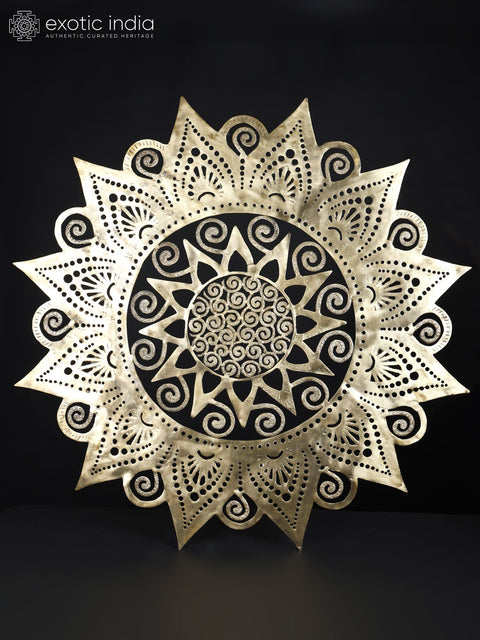 39" Large Wall Hanging Mandala Art in Brass