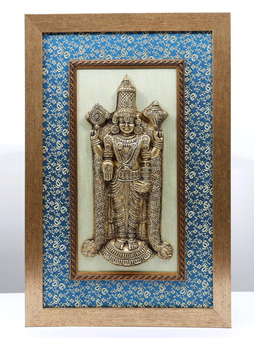 21" Tirupati Balaji Venkateshvara Brass Wall Hanging Sculpture