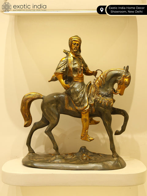 17" Warrior on Horse | Brass Statue