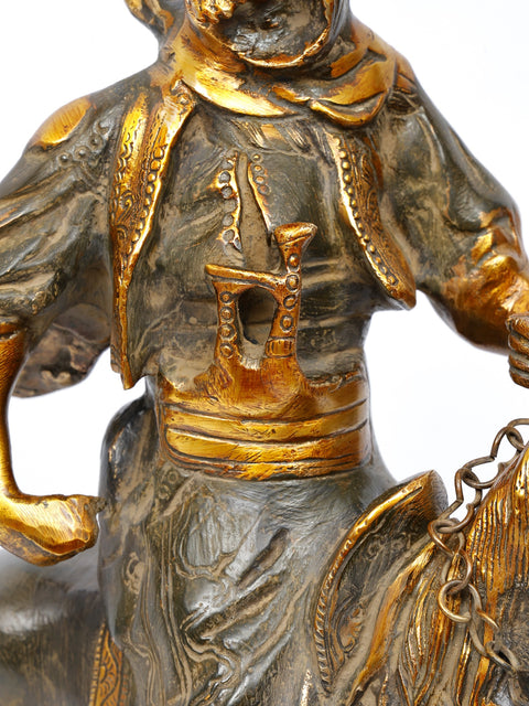 17" Warrior on Horse | Brass Statue
