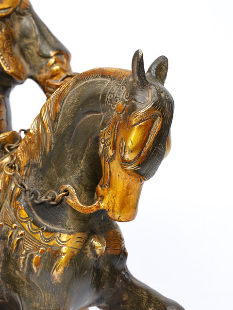 17" Warrior on Horse | Brass Statue