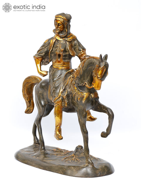 17" Warrior on Horse | Brass Statue