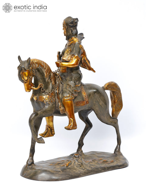 17" Warrior on Horse | Brass Statue