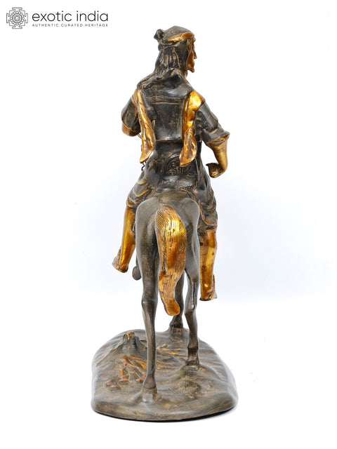 17" Warrior on Horse | Brass Statue