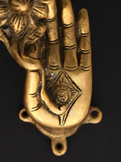 5" Pair of Goddess Tara's Hand Door Handles in Brass