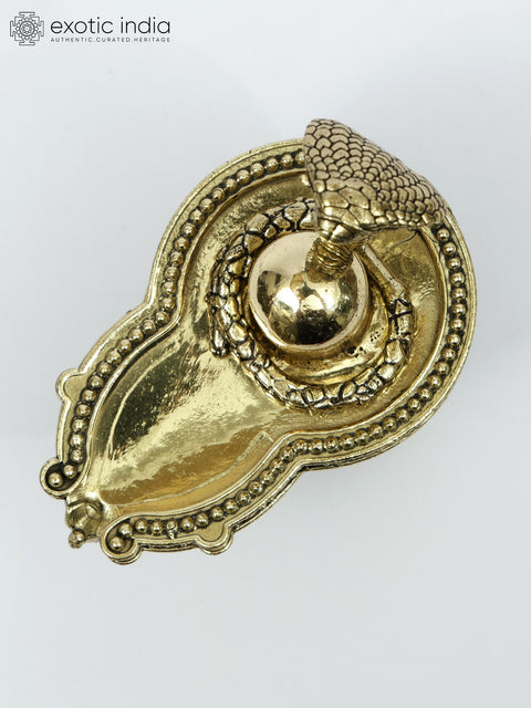 4" Small Brass Shivalinga with Protecting Naag