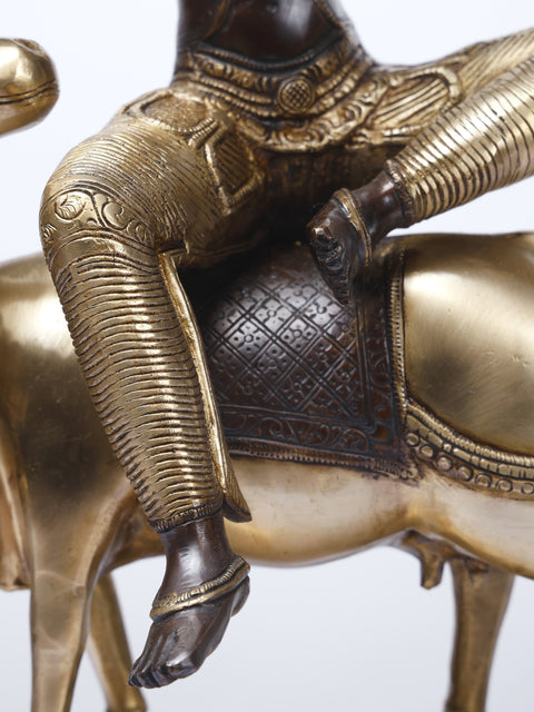 20" Fluting Krishna Seated on Cow | Gopala Krishna Brass Statue
