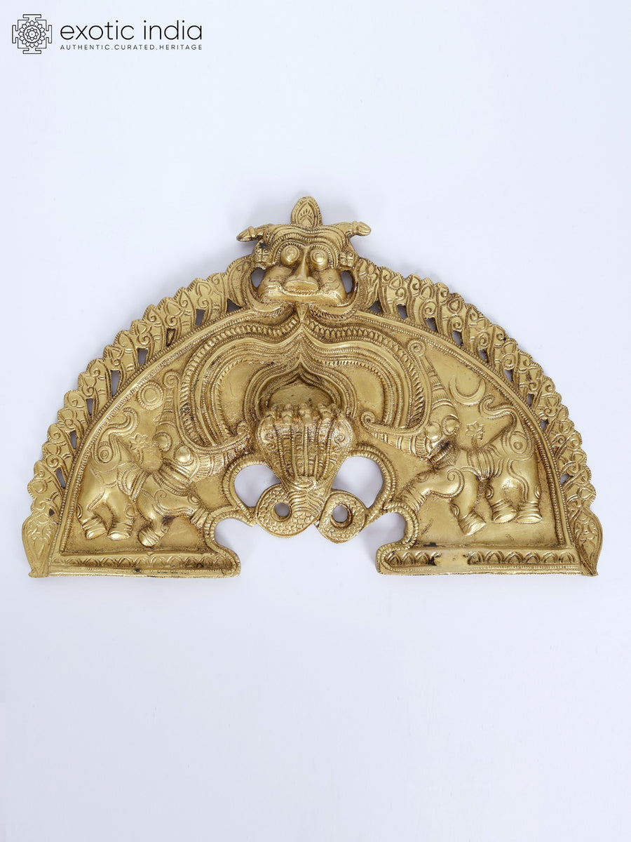 12" Brass Kirtimukha Prabhavali Wall Hanging for Pooja