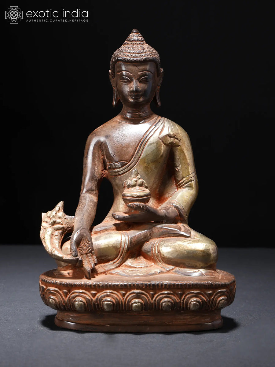 7" Brass Medicine Buddha Handmade Statue