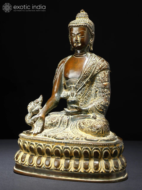 8" Medicine Buddha | Brass Statue