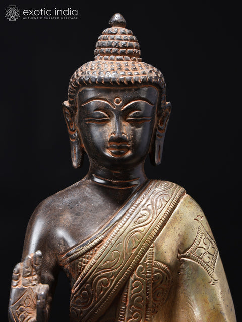 7" Sitting Lord Buddha in Vitark Mudra | Brass Statue